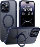 Magnetic iPhone 13 Pro Case with Kickstand - Navy Blue
