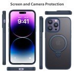 Magnetic iPhone 13 Pro Case with Kickstand - Navy Blue