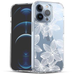 Clear iPhone 13 Pro Case with White Flower Design