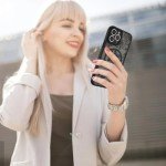 AIGOMARA Black Floral iPhone 13 Pro Max Case