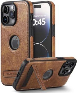 KSELF Slim Leather Case with Kickstand for iPhone 13 Pro Max
