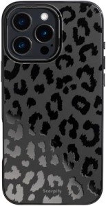 Matte Black Leopard Print iPhone 16 Pro Case