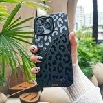 Matte Black Leopard Print iPhone 16 Pro Case