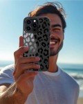 Matte Black Leopard Print iPhone 16 Pro Case