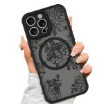 AIGOMARA iPhone 16 Pro Black Floral Case