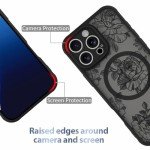 AIGOMARA iPhone 16 Pro Black Floral Case