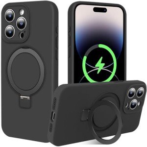 MKWEN iPhone 16 Pro Silicone Case with Stand