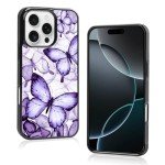 Purple Butterfly Shockproof Phone Case for iPhone 16 Pro