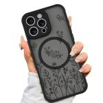 Cute Black Floral Magnetic Case for iPhone 16 Pro Max