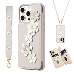 Cute Flower Crossbody Wallet Case for iPhone 16 Pro Max