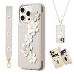 Cute Flower Crossbody Wallet Case for iPhone 16 Pro Max