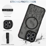 Cute Black Floral Magnetic Case for iPhone 16 Pro Max