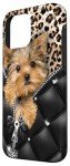 Yorkshire Dog Print Leather Zipper Case for iPhone 16 Pro Max