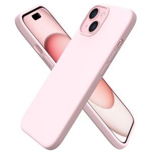 ORNARTO iPhone 15 Slim Liquid Silicone Case - Chalk Pink