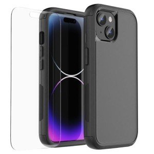 Rugged Shockproof iPhone 15 Case with Glass Protector