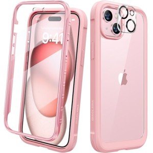 Diaclara iPhone 15 Full Body Rugged Case - Coral Pink
