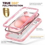 Diaclara iPhone 15 Full Body Rugged Case - Coral Pink