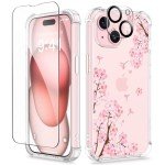 Floral Clear iPhone 15 Case with Protectors