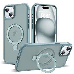 iPhone 15 Case with Magnetic Stand - Blue