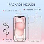 TIESZEN 5-in-1 Glitter iPhone 15 Case Bundle