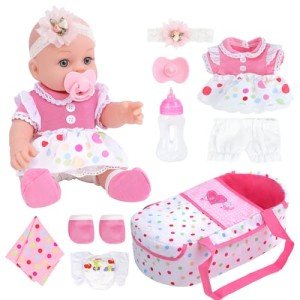 12 Inch Reborn Baby Doll with Bassinet Set