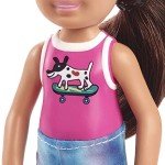 Barbie Chelsea Doll with Dog on Skateboard