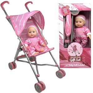 Pink Baby Doll Stroller Set with 12" Doll