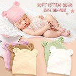 Cute Cotton Preemie Hats with Bear Ears - 6 Pack