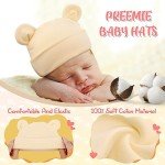Cute Cotton Preemie Hats with Bear Ears - 6 Pack