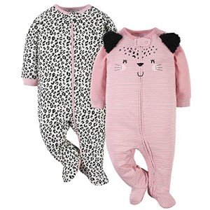 Gerber Baby Girls Leopard Pink Sleep 'N Play 2-Pack