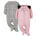 Gerber Baby Girls Leopard Pink Sleep 'N Play 2-Pack