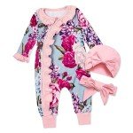 Preemie Baby Girl Flower Print Outfit Set