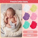 12 Pairs Preemie Cotton Ruffle Socks for Babies