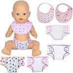 Baby Doll Diapers and Bibs Set for 14-18 Inch Dolls