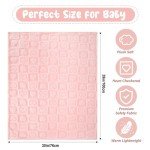 Light Pink Heart Checkered Baby Blanket 30"×39