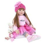 24-Inch Vivid Reborn Girl Doll in Pink Outfit