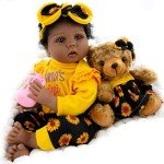 Realistic 22-Inch Black Reborn Baby Doll Set