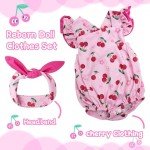 Cherry Pattern Doll Clothes with Headband for 17-22 Inch Dolls