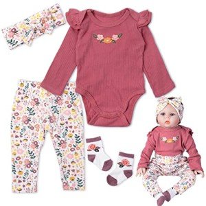 22-Inch Reborn Doll Floral Outfit Set - 4 Pieces