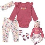 22-Inch Reborn Doll Floral Outfit Set - 4 Pieces