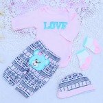 Cute Bear 'Love' Pattern Clothing Set for Reborn Dolls
