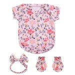 Floral Reborn Baby Doll Clothes Set, 4 Pcs