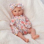 Floral Reborn Baby Doll Clothes Set, 4 Pcs