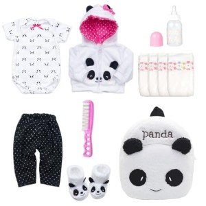Panda-Themed Reborn Doll Outfit Set – 11 Pieces