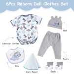 6-Piece Dinosaur Clothes Set for Reborn Dolls