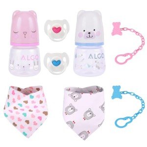 Baby Doll Feeding Set with Bottles and Bibs