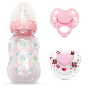 Pink Pacifier and Bottle Set for Reborn Dolls