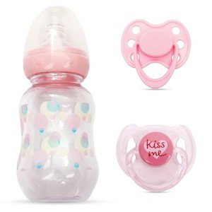 Pink Doll Accessories: Pacifier & Bottle Set