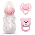 MYREBABY Pink Pacifier and Bottle Set for Dolls