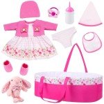 10 Pcs Baby Doll Clothes with Bassinet Set